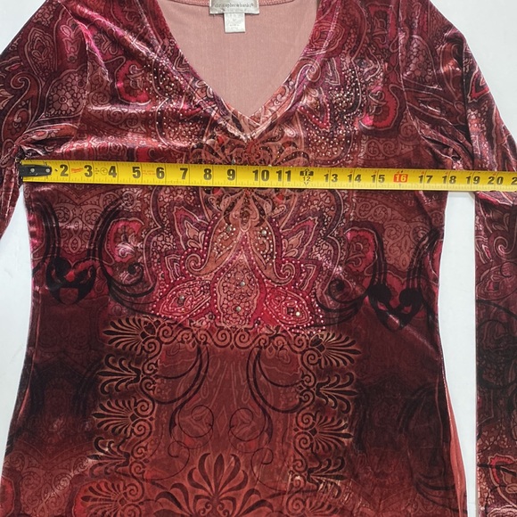 Christopher & Banks Velvet Velour Patterned Blouse - Picture 7 of 9